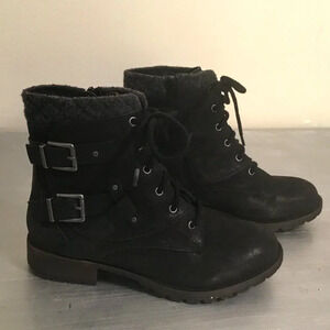 Crown Vintage Revival Biker Boots Studded Buckle Grunge Combat Bootie Sz 8 M